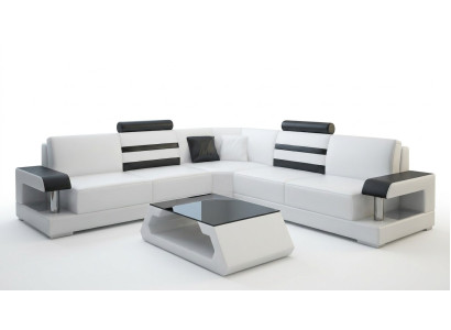 Sofá de esquina de cuero, sofá, sofá acolchado, sofá de esquina, conjunto de salón en forma de L.