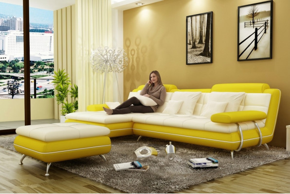 Conjunto de sala en forma de L exclusivo Sofá de sala de estar con cartel Sofá