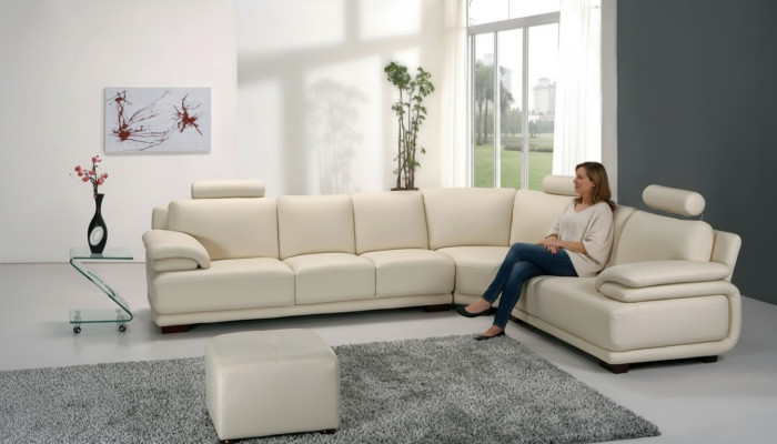 Sofá de lujo de cuero nuevo Sofá Asiento Conjunto de esquina Acolchado Esquina Sofá de diseño Sofá