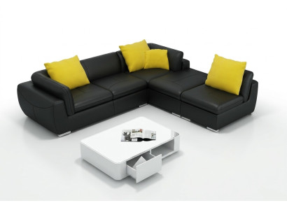 Sofá de cuero en forma de L Sofá Conjunto de sofás Seccional Diseño Decoración Moderno