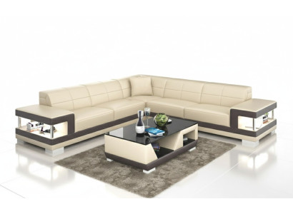 Sofá de cuero en forma de L Conjunto de sofá de esquina de sofá de diseño de salón