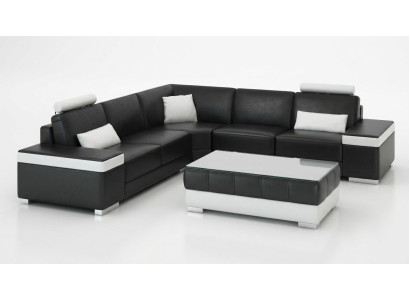 Sofá de cuero Muebles en forma de L Sofá Sala de estar Sofá de esquina conjunto de diseño