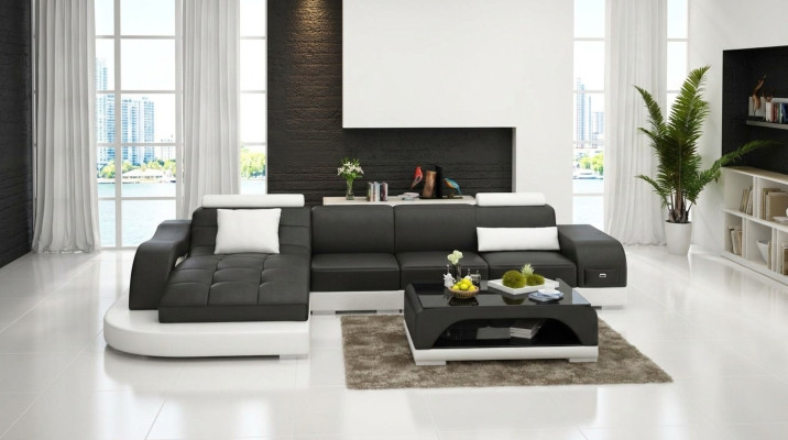 Sofá de esquina de cuero, sofá, sofá, asiento acolchado, conjunto de sala de estar en forma de L.