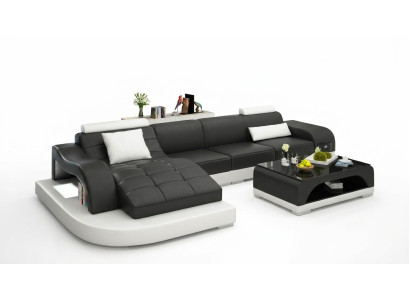 Sofá de esquina de cuero, sofá, sofá, asiento acolchado, conjunto de sala de estar en forma de L.