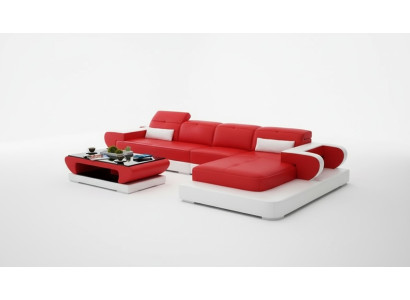 Sofá esquinero Conjunto de sofá de cuero Esquina Relleno Taburete Set Sofá de diseñador rojo Nuevo
