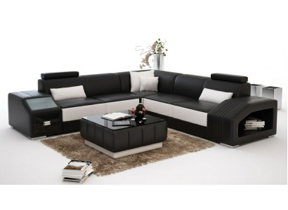 Sofá de cuero en forma de L Muebles de sofá Sofá de esquina Diseño de conjunto de sala de estar