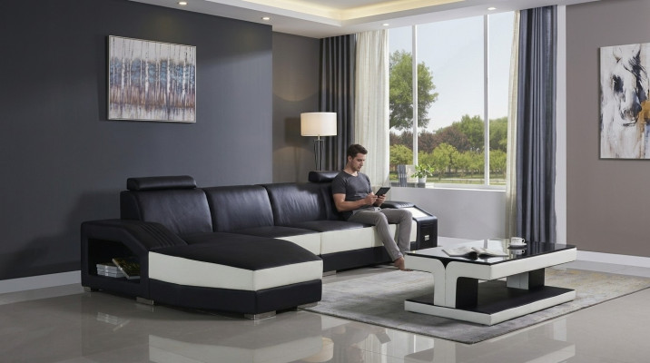 Cuero Sofá moderno Sofá de cuero Sofá de cuero Conjunto de sofás Muebles Sofá