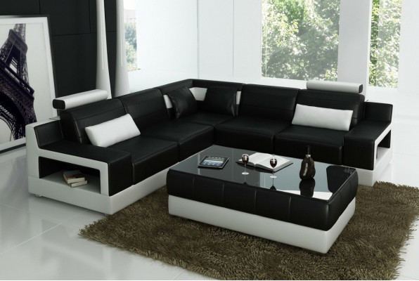 Conjunto de diseño sofá sofá esquinero con taburete salón tapizado.