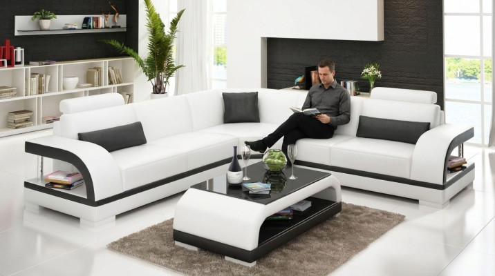 Moderne sofá esquinero en forma de L tapizado esquina sofá de diseñador muebles de asiento.