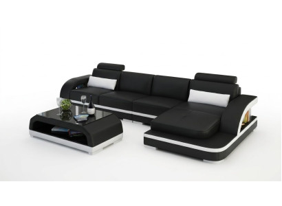 Sofá de cuero en forma de L, sofá seccional, sofá esquinero, conjunto de decoración, diseño moderno.