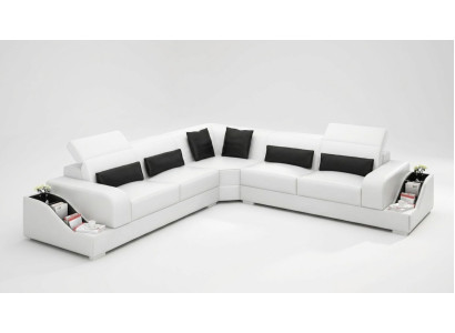 Sofá esquinero de cuero sofá sofá acolchado esquina sala de estar juego de asientos forma L