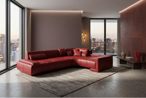 Sofá de cuero moderno, conjunto de sala de estar de cuero, sofá de cuero, decoración, conjunto de sofá en forma de L.