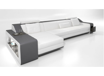 Sofá de diseño esquinero con otomana, conjunto de sofás para salón con tapicería. 
