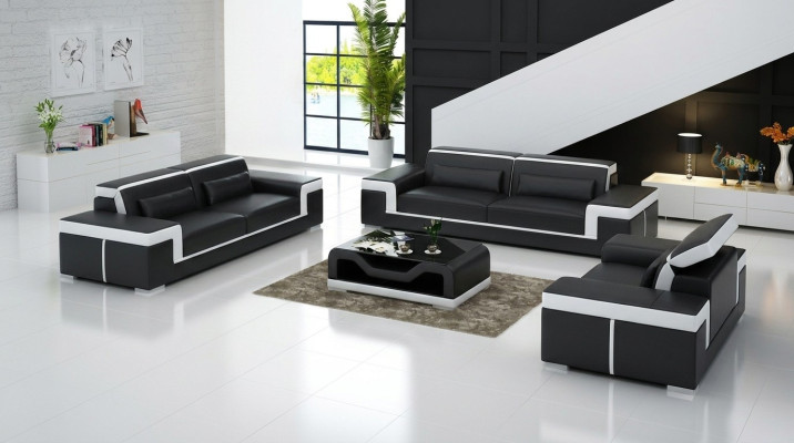 Conjunto de sofás de lujo para la sala de estar 3+2, juego de sillones de cuero.