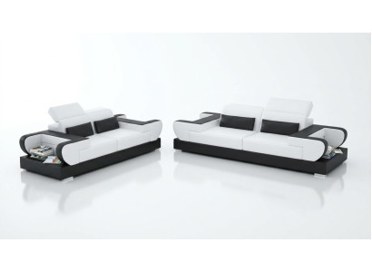 Sofá de lujo Conjunto de sala de estar Sofá de cuero Acolchado Sofás Sofá