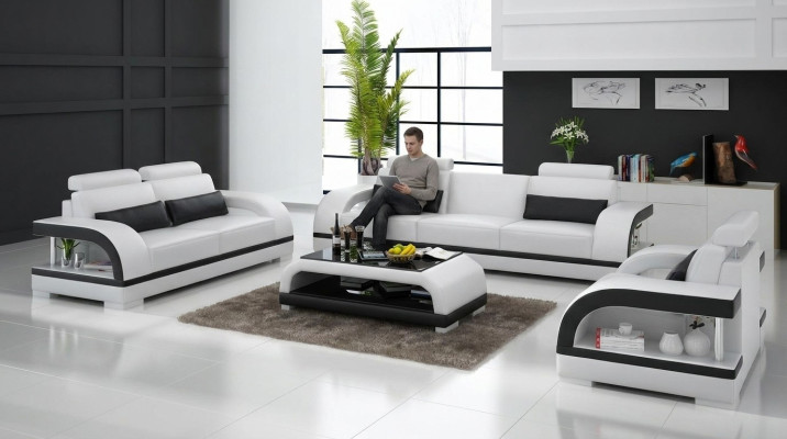 Conjunto de sofás de lujo de cuero sofá de salón 3+2