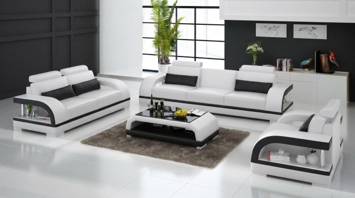 Conjunto de sofás de lujo de cuero sofá de salón 3+2