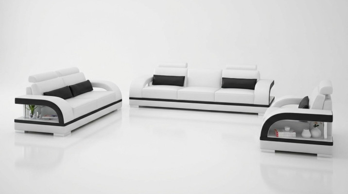 Sofá de cuero, sofá, conjunto de sofá de 3 plazas + 1 plaza + 1 plaza, diseño de conjuntos de asientos Modern Sofa.