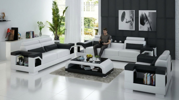 Sofá de cuero Sofá Conjuntos de sofá 3+1+1 Asientos Conjunto Diseño Sofá Moderno