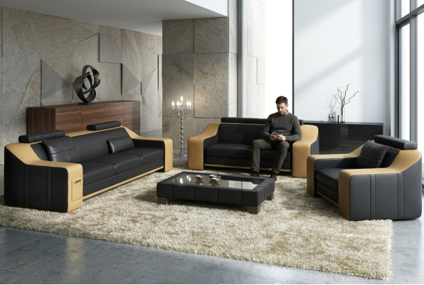 Sofá de cuero conjunto de sofás salón conjunto 3+2+1 plazas moderno sofá conjunto nuevo
