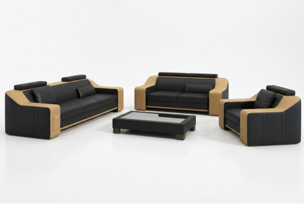 Sofá de cuero conjunto de sofás salón conjunto 3+2+1 plazas moderno sofá conjunto nuevo