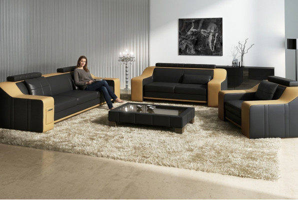 Sofá de cuero Conjunto de sofás Conjunto de sofás Diseño Sofá moderno 3+1+1 plazas