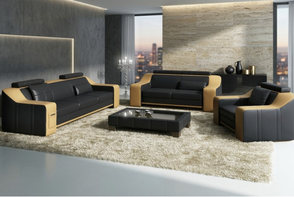 Sofá de cuero Conjunto de sofás Conjunto de sofás Diseño Sofá moderno 3+1+1 plazas