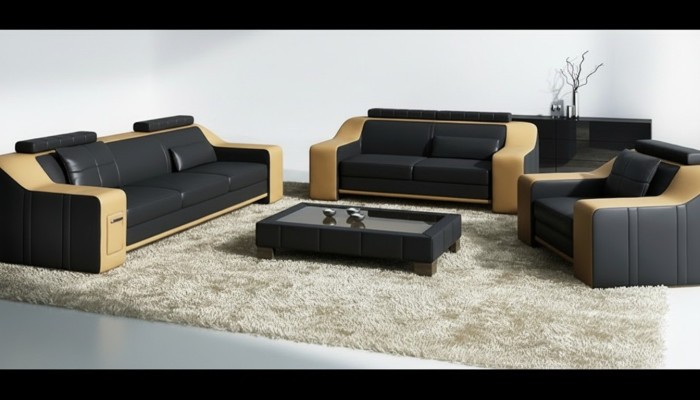 Sofá de cuero Conjunto de sofás Conjunto de sofás Diseño Sofá moderno 3+1+1 plazas