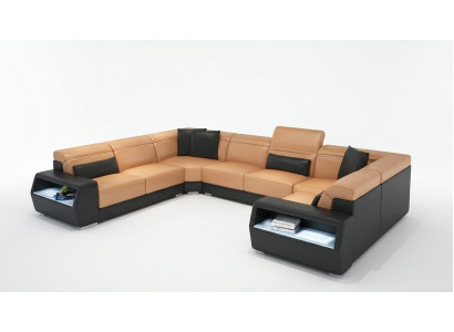 Sofá de esquina de cuero, sofá, sofá, asiento acolchado, conjunto de sofás en forma de U.