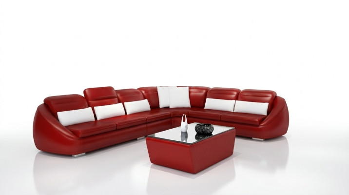 Sofá de diseño esquinero con otomana, conjunto de sofá de salón con taburete.