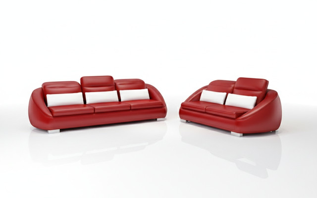 Muebles de lujo conjunto de sofás sofá sofá tapizado 3 + 2 cojines de asiento rojos grupo