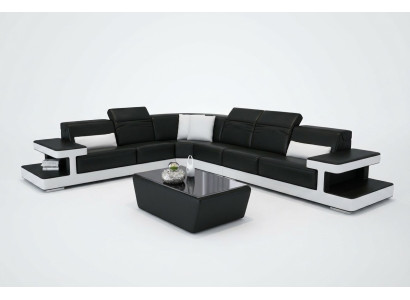 Sofá de cuero en forma de L Sofá Seccional Decoración Diseño de sofá Esquina Moderno