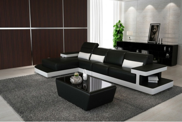 Sofá moderno de cuero, decoración de sala de estar, sofá de cuero, conjunto de sofás en forma de L.