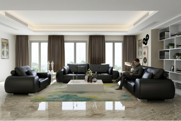 Sofá de cuero Sofá de salón Conjunto de sala de estar Sofá moderno Conjuntos de sofás nuevos