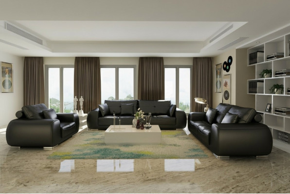 Sofá de cuero Sofá de salón Conjunto de sala de estar Sofá moderno Conjuntos de sofás nuevos