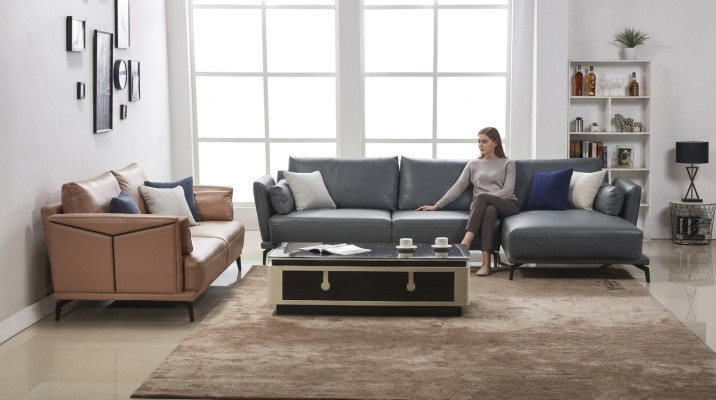 Sofá de diseño sofá conjunto de esquina con taburete salón tapizado