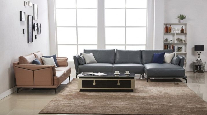 Sofá de diseño sofá conjunto de esquina con taburete salón tapizado