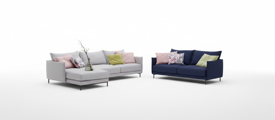 Moderno sofá de esquina en forma de L tapizado asiento esquina conjunto de sofá textil.