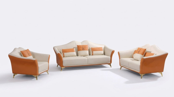 Sofá acolchado de cuero conjunto completo de sofá moderno de 3+2+1 plazas