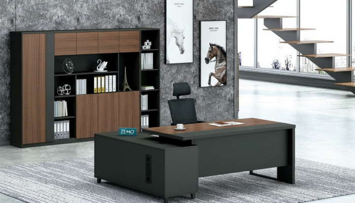 Diseño de escritorio de esquina, archivo de oficina, mobiliario de oficina, conjunto de 2 piezas para la habitación del jefe.