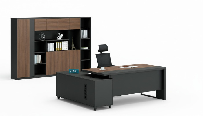 Diseño de escritorio de esquina, archivo de oficina, mobiliario de oficina, conjunto de 2 piezas para la habitación del jefe.