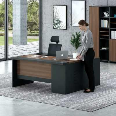 Escritorio de esquina, escritorio de oficina en casa grande, escritorios para directivos, muebles de escritorio.