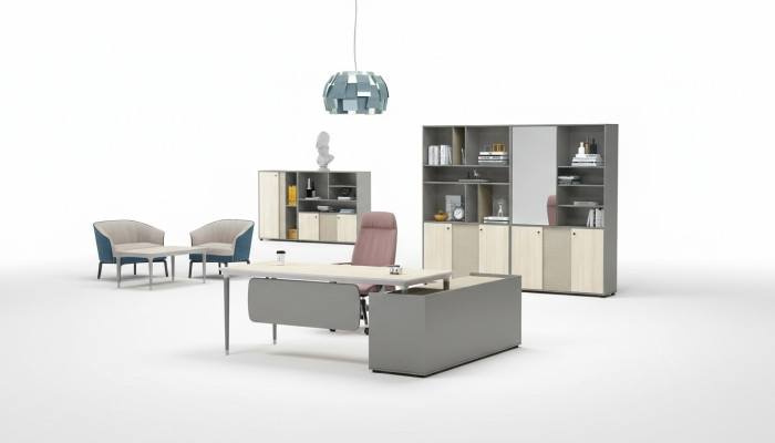 Conjunto de muebles de oficina de lujo de 2 piezas Escritorio en ángulo + Archivador para almacenar documentos.