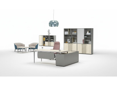 Conjunto de muebles de oficina de lujo de 2 piezas Escritorio en ángulo + Archivador para almacenar documentos.