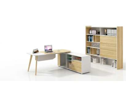 Mueble de oficina 2 piezas mesa y archivador. Juego de estantería de jefe y escritorio.