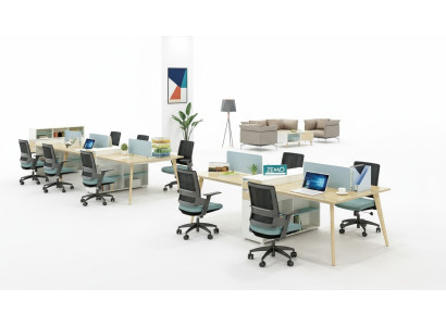 Muebles de oficina configuración de mesas de madera Mesa de 4 puestos de trabajo Escritorio