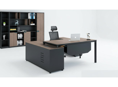 Mueble de oficina de 2 piezas. Conjunto de escritorio de jefe + archivador. Mesas estantería escritorio.