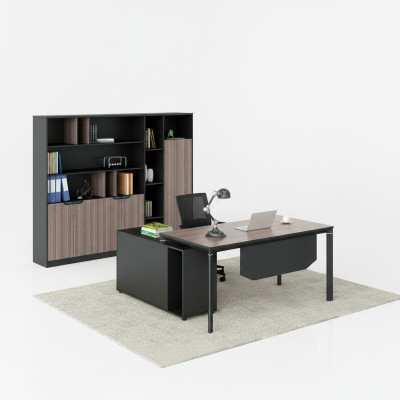 Conjunto de oficina, escritorio de esquina completo con dos archivadores y canal de cables.