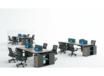 Muebles de oficina Mesas Mesa Centro de llamadas Madera 4 puestos de trabajo Escritorio
