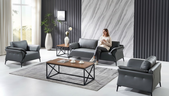 Sofá Sofá Tapizado Conjunto de Asientos Sofás 3+1+1 Asiento Oficina Nuevo